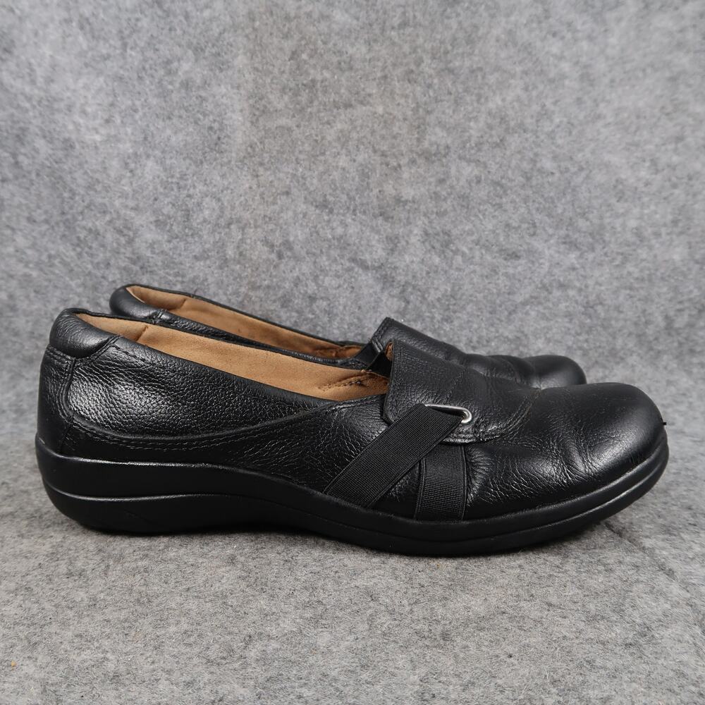 Natural Soul Shoes Womens 8 Slip On Loafers Comfort Casual Black Leather Classic